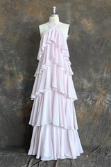 A-Line/Princess Straps Floor-Length Chiffon Prom Dresses