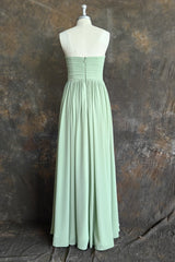 A-line Sweetheart Chiffon Floor-Length Long Bridesmaid Dress