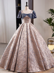 Ball Gown Square Puff Sleeve Prom Dress