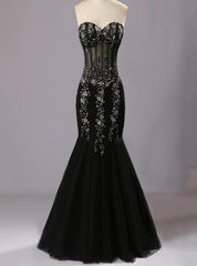 Black Mermaid Prom Dress Sweetheart Evening Dress