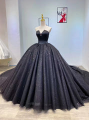 Black Tulle Sequins Strapless Wedding Dress