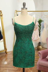 Green Lace Tight Homecoming Dress