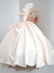 Ivory Satin Strapless Beading Pleats Wedding Dress