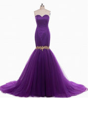 Purple Mermaid Strapless Sweetheart Prom Wedding Dress Formal Dresses