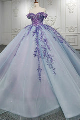 Quinceanera Dress Charming Off-the-shoulder Prom Dresses Appliques Lace Up Ball Gown with Sequins