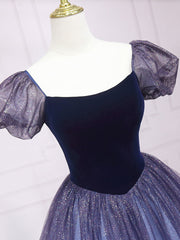 Quinceanera Dress Purple Tulle Long Prom Dresses Shiny Purple Tulle Formal Gown Sweet Dress