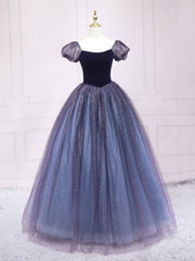 Quinceanera Dress Purple Tulle Long Prom Dresses Shiny Purple Tulle Formal Gown Sweet Dress