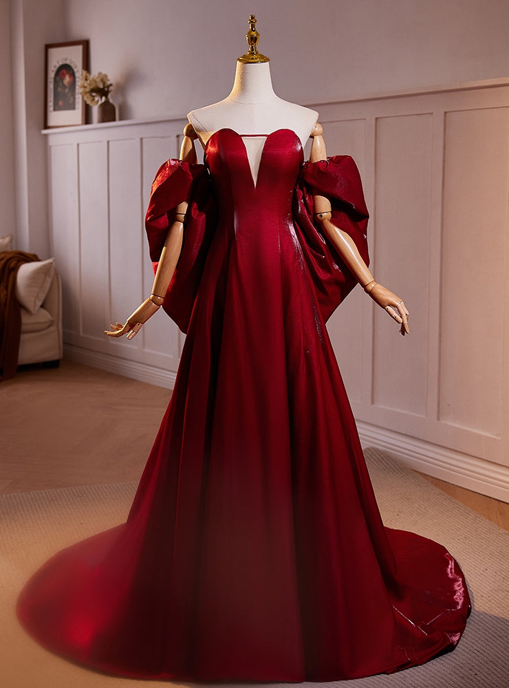 Sexy Burgundy Strapless Prom Dress