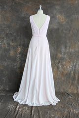 Sheath Floor Length V-Neck Chiffon Bridesmaid Dresses