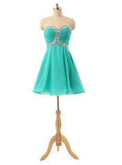 Short Sweetheart Mint Tulle Crystals Homecoming Dresses