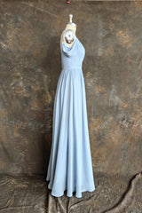 Sky Blue Off Shoulder Spaghetti Strap Sweetheart Chiffon Bridesmaid Dresses