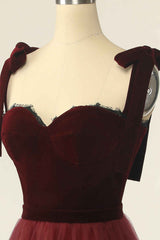 Wine Red Sweetheart Tie-Strap A-Line Short Formal Dress