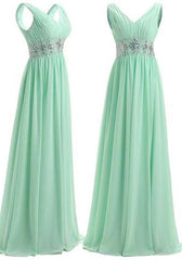 Beading Straps A-Line/Princess Chiffon Prom Dresses