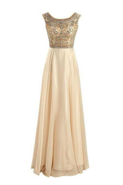 Floor-Length/Long A-Line/Princess Beading Floor-Length/Long Chiffon Prom Dresses