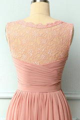 A-line Blush Pink Bridesmaid Dress with Lace Top