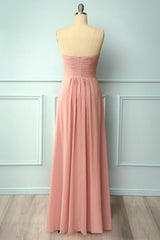 Elegant Sweetheart Pleated Blush Bridesmaid Dress