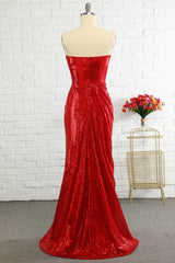 Sheath Sweetheart Red Sequins Prom Dress with Sequins