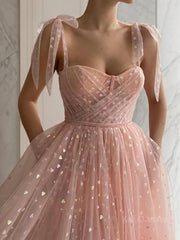 A-Line/Princess Spaghetti Straps Ankle-Length Homecoming Dresses