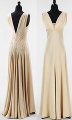 V Neck Sleeveless Party Dress, Long Prom Dress