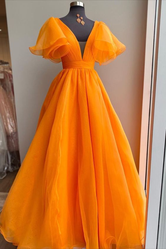 Uniqus Long Prom Dress Orange Formal Dress