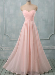 Lovely Light Pink Sweetheart Long Bridesmaid Dress, Long Prom Dress