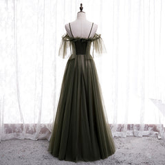 Lovely Simple Off Shoulder Straps Long Tulle Party Dresses, Simple Formal Dress Prom Dress