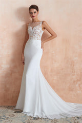 Mermaid See-Through Chiffon Wedding Dresses with Appliques