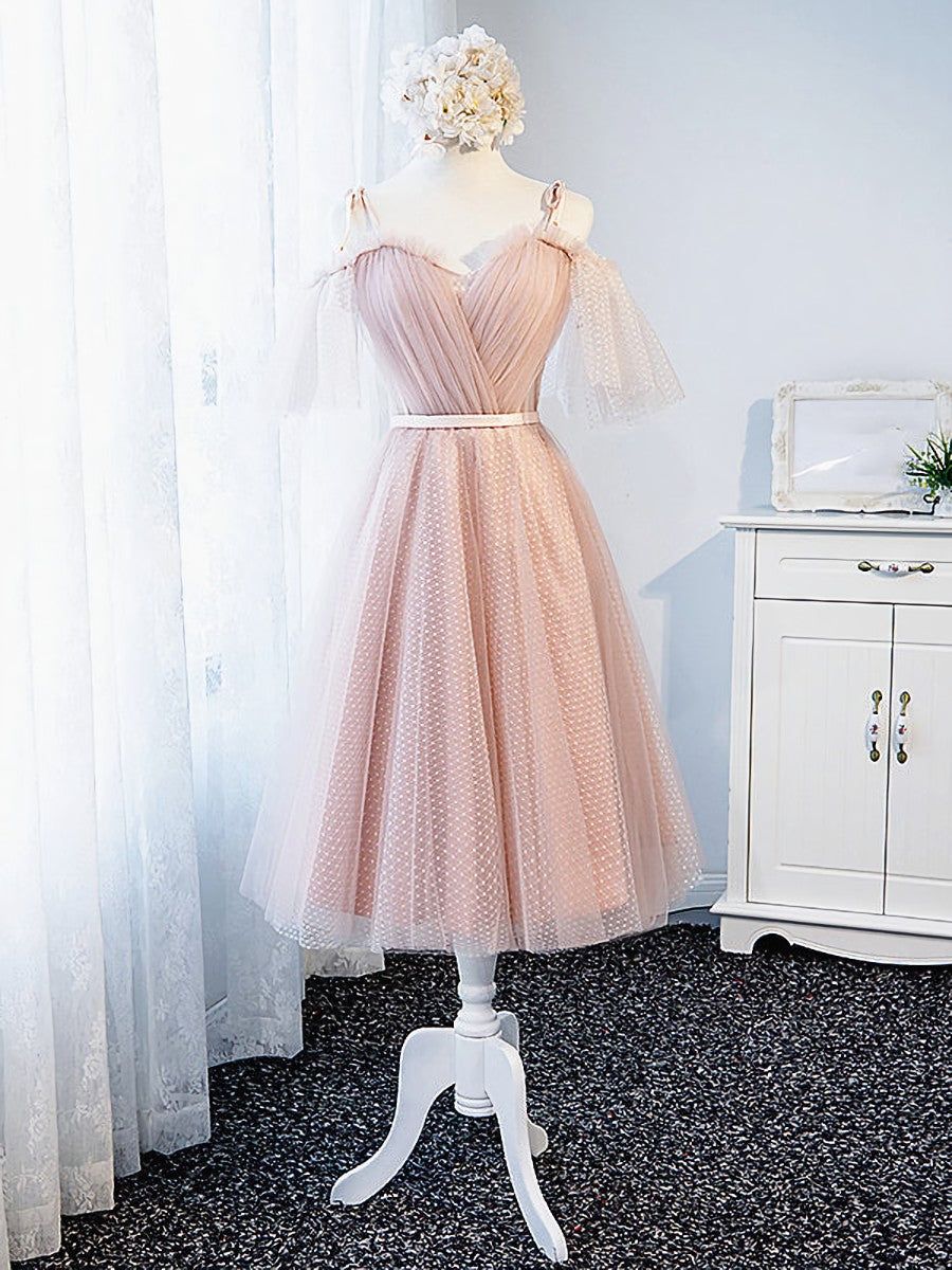 Off the Shoulder Short Pink Prom Dress, Short Pink Formal Graduation Bridesmaid Dresses