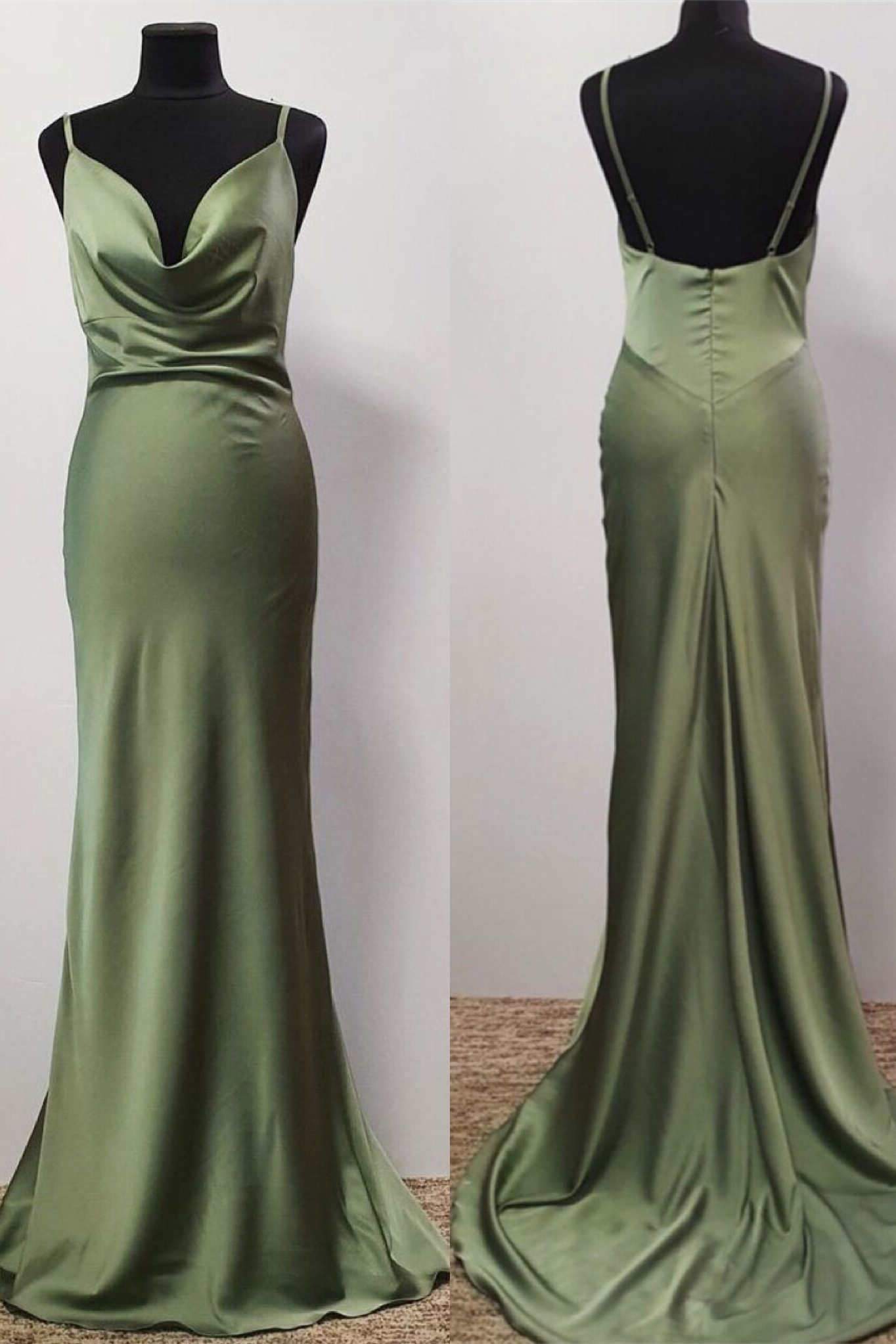 Oliver Green Cowl Neck Trumpet Long Prom Dress,Sheath Gala Dresses