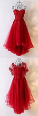 Red Sweetheart Tulle High Low Homecoming Dress , Red Party Dress