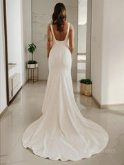 Sheath/Column Straps Sweep Train Stretch Crepe Wedding Dresses