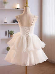 Short White Tulle Prom Dress, Short White Tulle Formal Homecoming Dresses