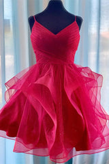 Sparkling Red Homecoming Dresses with Straps